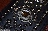 Carlino Exotic Series Crystal Concho Studded Black Leather Guitar Strap