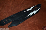 Carlino Custom Lightening  White Bolt Black Leather Guitar Strap