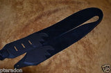 Carlino Custom Leather Guitar Strap, Black and White Leather Wave Design