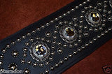 Carlino Exotic Series Crystal Concho Studded Black Leather Guitar Strap