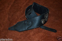 Carlino Custom Studded Western Swirl Black Leather w/abalone Conchos 3.1" wide