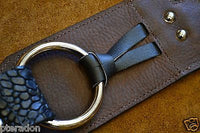 Carlino Gladiator Kodiak Oil Brown Leather Guitar Strap w/ Lightening Bolt 3.5"