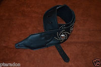 Carlino Custom Studded Nebula Swirl Black Leather Guitar Strap