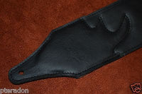 Carlino Custom Studded Nibiru Black Leather Guitar Strap, Tobacco Suede back