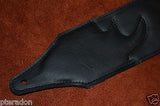 Carlino Custom Studded Nibiru Black Leather Guitar Strap, Tobacco Suede back