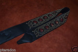 Carlino Custom Maltese Iron Cross Leather Studded Black Leather Guitar Strap