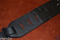 Carlino Custom Black and Red Leather Woven Checkerboard Guitar Strap with Studs