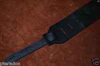Carlino Exotic Series Tiger Eye Concho Studded Black Leather Guitar Strap