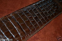 Carlino Brown Crocodile Patterned Leather Guitar strap with tan suede back