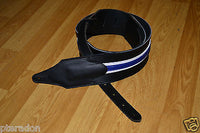 Carlino Custom Racer X Stripe Series Guitar Strap, blue and white racing stripe