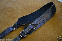 Carlino Gladiator Crocodile Pattern Cowhide 3.5" Black Leather Strap with Flames