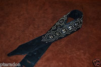 Carlino Iron Cross Studded Custom Guitar Strap, Aged Silver Maltese Crosses