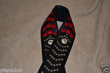 Carlino Custom Studded Weave Black Leather Guitar Strap