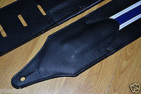 Carlino Custom Racer X Stripe Series Guitar Strap, blue and white racing stripe