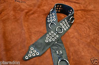 Carlino MetalMan Black Leather British Steel Guitar Strap, 3.5" , Chrome rings