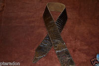 Carlino Brown Crocodile Patterned Leather Guitar strap with tan suede back