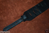 Carlino Exotic Series Abalone Concho Studded Black Leather Guitar Strap