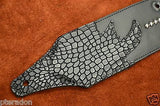 Carlino Custom Select Black Leather & Black Grommet and Stud Metal Guitar Strap