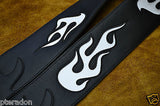 Carlino Custom White Leather Flame Black Leather Guitar Strap