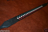 Carlino Custom Italian Flag Leather Colors Woven Checkerboard Guitar Strap
