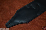 Carlino Custom Gator Pattern Stud Cartouche Black Leather Guitar strap 3.1" wide
