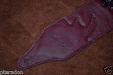 Carlino Custom Dark Red Leather Grommet /Stud /Lace Metal Guitar strap