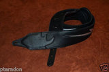 Carlino Custom Silver Lightening Double Bolt Black Leather Guitar Strap