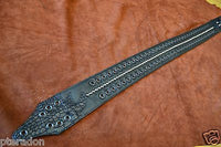 Carlino MetalMan Black Leather Grommet Crocodile ends Guitar Strap, 3.5"