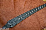 Carlino MetalMan Black Leather Grommet Crocodile ends Guitar Strap, 3.5"