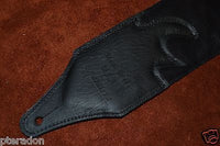Carlino Exotic Series Abalone Concho Studded Black Leather Guitar Strap