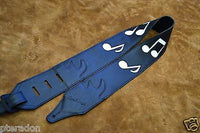 Carlino SRV style Strap Replica black leather, with white notes, suede backing