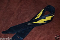 Carlino Custom Yellow Lightening Double Bolt/Studded Leather Guitar Strap