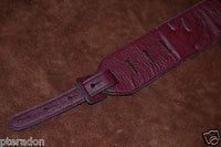 Carlino Custom Dark Red Leather Grommet /Stud /Lace Metal Guitar strap