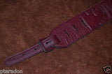 Carlino Custom Dark Red Leather Grommet /Stud /Lace Metal Guitar strap
