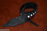 Carlino Custom Italian Flag Leather Colors Woven Checkerboard Guitar Strap
