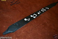 Carlino Blues style Strap Replica black leather, with white notes, leather backing
