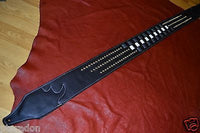 Carlino Custom Woven Leather and Studded Black Leather Guitar Strap, total metal