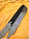 Carlino Custom Purple Leather Flame Black Leather Guitar Strap