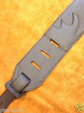 Carlino Custom Orange Lightening Bolt Black Leather Guitar Strap