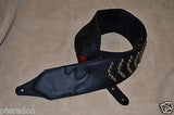 Carlino Custom Studded Weave Black Leather Guitar Strap