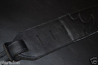 Carlino Custom Teal Leather Flame Black Leather Guitar Strap