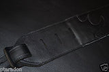 Carlino Custom Teal Leather Flame Black Leather Guitar Strap