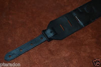 Carlino Custom White Lightening Double Bolt/Swirl stud blk leather Guitar Strap