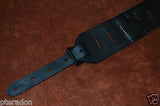 Carlino Custom White Lightening Double Bolt/Swirl stud blk leather Guitar Strap