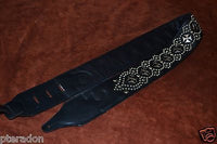 Carlino Iron Cross Studded Custom Guitar Strap, Aged Silver Maltese Crosses