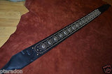 Carlino Exotic Series Crystal Concho Studded Black Leather Guitar Strap