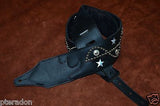 Carlino Custom NEW Sine Wave/Star Studded Black Leather Guitar Strap 3" wide