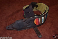 Carlino Custom Santa Fe Brown Leather Cartouche Guitar Strap, Atzec Rio Grande