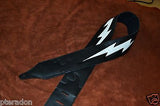 Carlino Custom Lightening  White Bolt Black Leather Guitar Strap