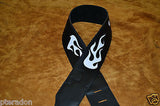 Carlino Custom White Leather Flame Black Leather Guitar Strap